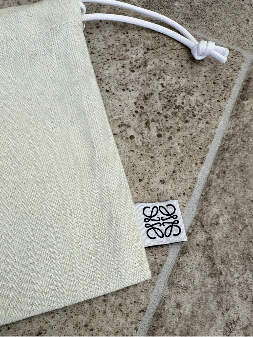 LOEWE Canvas Drawstring Pouch - Cream mini